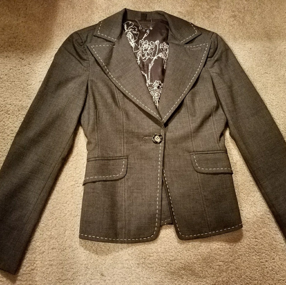 Bebe Fitted Gray Blazer
